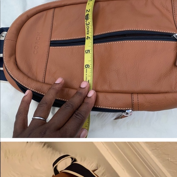 Coach one shoulder brown leather mens backpack. - Picture 6 of 9